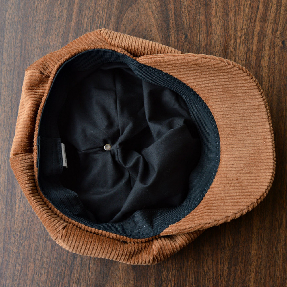 Corduroy Camel Brown Rust Unisex Camel Brown Newsboy Baseball Hat Cap with Bill - Picture 6 of 6